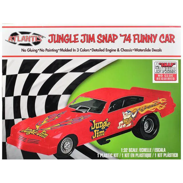Alt view image 6 of 6 - Model Kit 1974 Funny Car "Jungle Jim" (Snap-to-Build) 1/32 Scale Model by Atlantis