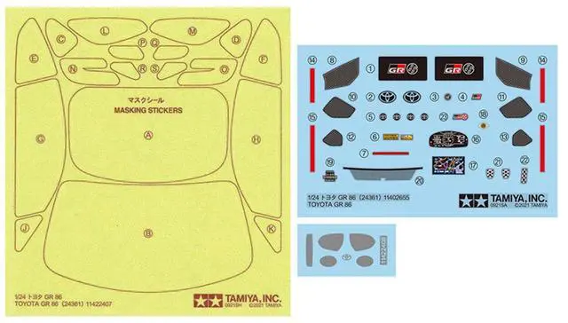 Alt view image 14 of 14 - Tamiya 1/24 Sports Car Series No.361 Toyota GR86 Plastic Model 24361