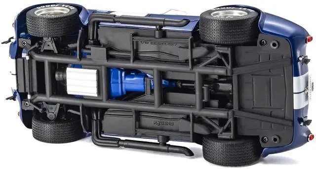 Alt view image 6 of 7 - Shelby Cobra 427 S/C Blue with White Stripes and Race Graphics 1/18 Diecast Model Car by Kyosho