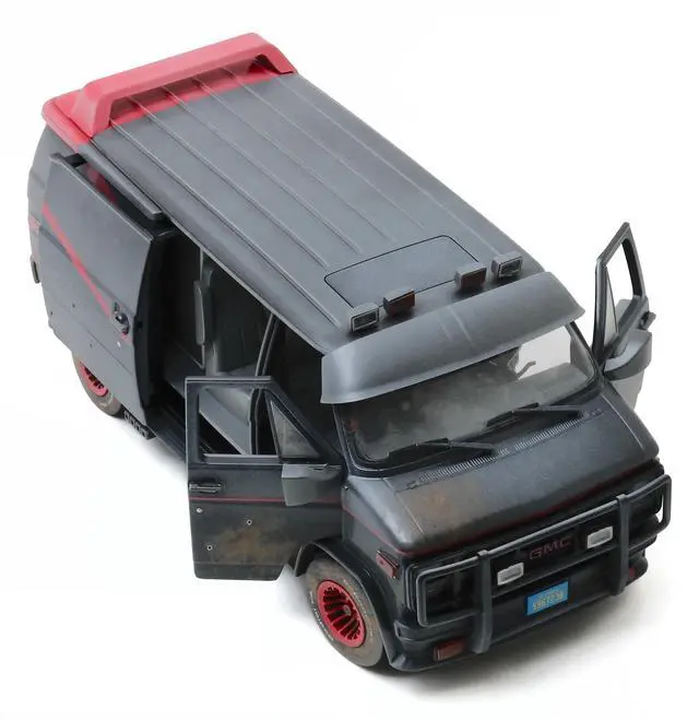 Alt view image 7 of 8 - 1983 GMC Vandura Black Weathered Version with Bullet Holes "The A-Team" (1983-1987) TV Series 1/18 Diecast Model Car by Greenlight