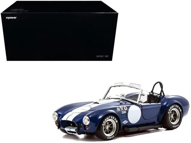 Main image of Shelby Cobra 427 S/C Blue with White Stripes and Race Graphics 1/18 Diecast Model Car by Kyosho