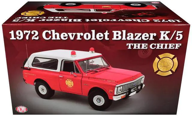 Alt view image 6 of 7 - 1972 Chevrolet Blazer K/5 "The Chief - Winder Fire Department, Georgia Battalion 1" Red with White 1/18 Diecast Model Car by ACME