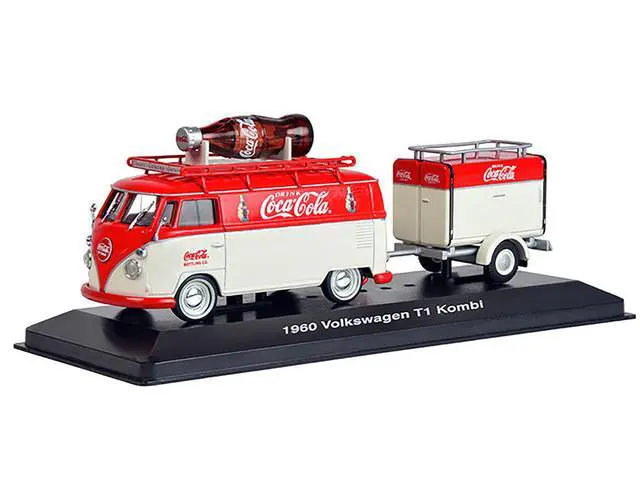 Alt view image 8 of 10 - 1960 Volkswagen T1 Kombi Van with Trailer Red and Cream "Coca Cola" 1/43 Diecast Model Car by Motorcity Classics