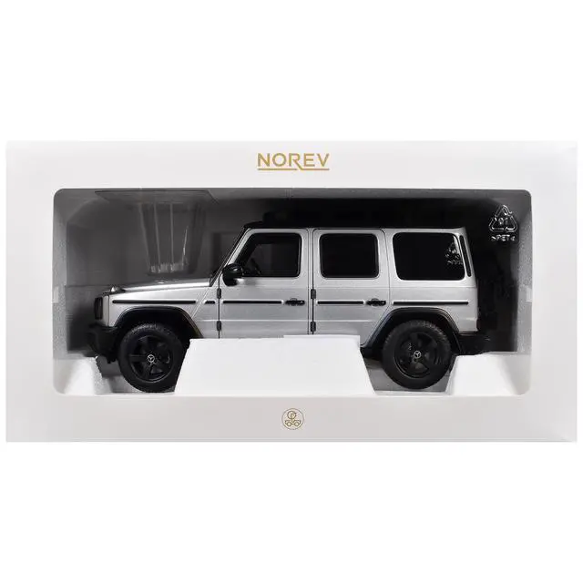 Alt view image 7 of 7 - 2024 Mercedes-Benz G-Class Professional Iridium Silver Metallic with Black Top and Roof Rack 1/18 Diecast Model Car by Norev