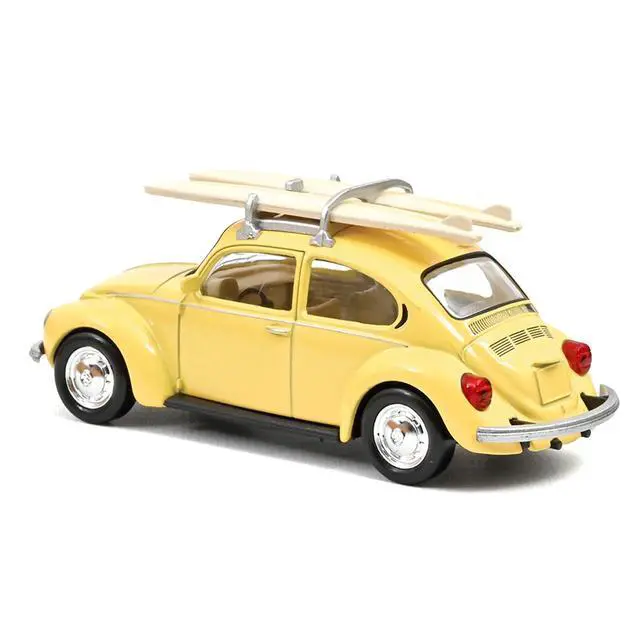 Alt view image 2 of 6 - 1973 Volkswagen Beetle 1303 Pastel Yellow with Roof Rack and 2 Surfboards 1/43 Diecast Model Car by Norev