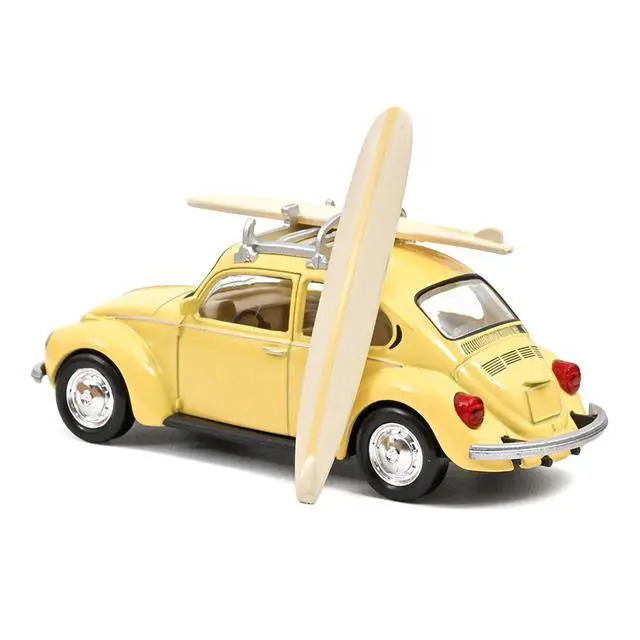 Alt view image 3 of 6 - 1973 Volkswagen Beetle 1303 Pastel Yellow with Roof Rack and 2 Surfboards 1/43 Diecast Model Car by Norev