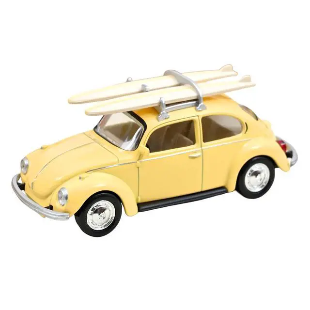 Alt view image 4 of 6 - 1973 Volkswagen Beetle 1303 Pastel Yellow with Roof Rack and 2 Surfboards 1/43 Diecast Model Car by Norev