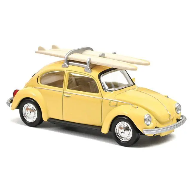 Alt view image 5 of 6 - 1973 Volkswagen Beetle 1303 Pastel Yellow with Roof Rack and 2 Surfboards 1/43 Diecast Model Car by Norev