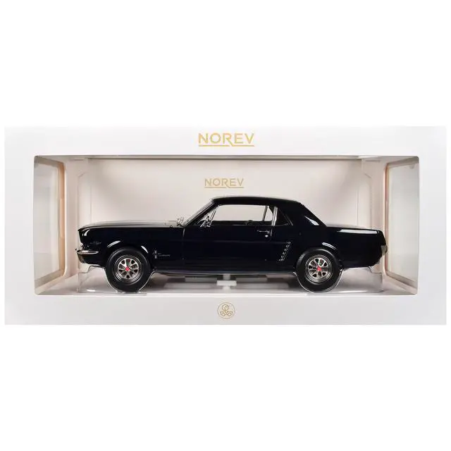 Alt view image 5 of 6 - 1965 Ford Mustang Hardtop Coupe Nightmist Blue Metallic with White Stripes 1/18 Diecast Model Car by Norev
