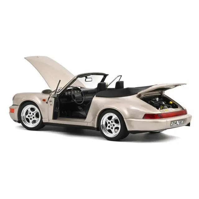 Alt view image 5 of 6 - 1992 Porsche 911 Carrera 2 Turbo Look Cabriolet Zermatt Silver Metallic 1/18 Diecast Model Car by Norev