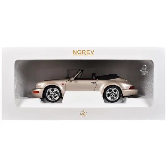 Alt view image 6 of 6 - 1992 Porsche 911 Carrera 2 Turbo Look Cabriolet Zermatt Silver Metallic 1/18 Diecast Model Car by Norev