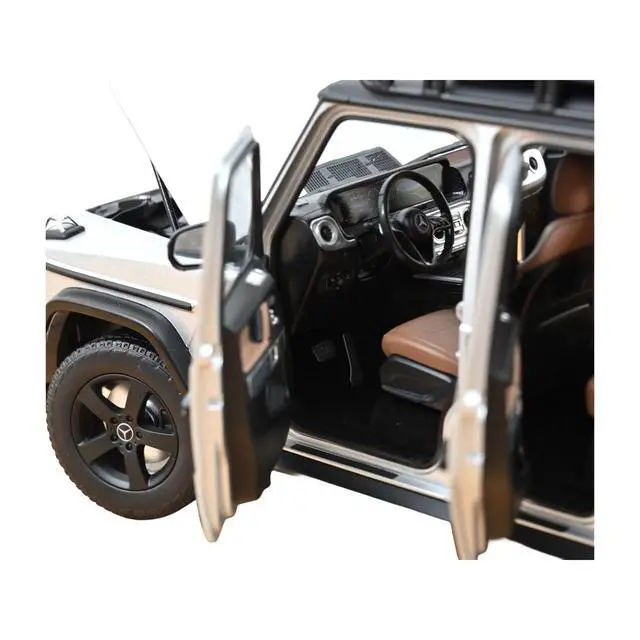 Alt view image 3 of 7 - 2024 Mercedes-Benz G-Class Professional Iridium Silver Metallic with Black Top and Roof Rack 1/18 Diecast Model Car by Norev