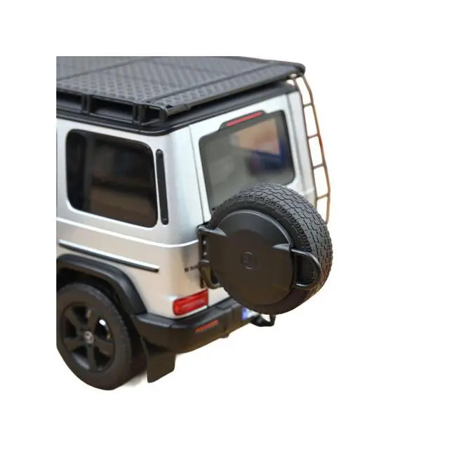 Alt view image 5 of 7 - 2024 Mercedes-Benz G-Class Professional Iridium Silver Metallic with Black Top and Roof Rack 1/18 Diecast Model Car by Norev