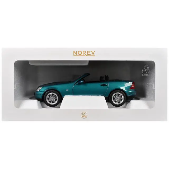 Alt view image 7 of 7 - 1996 Mercedes-Benz SLK Convertible Vivianit Green Metallic 1/18 Diecast Model Car by Norev
