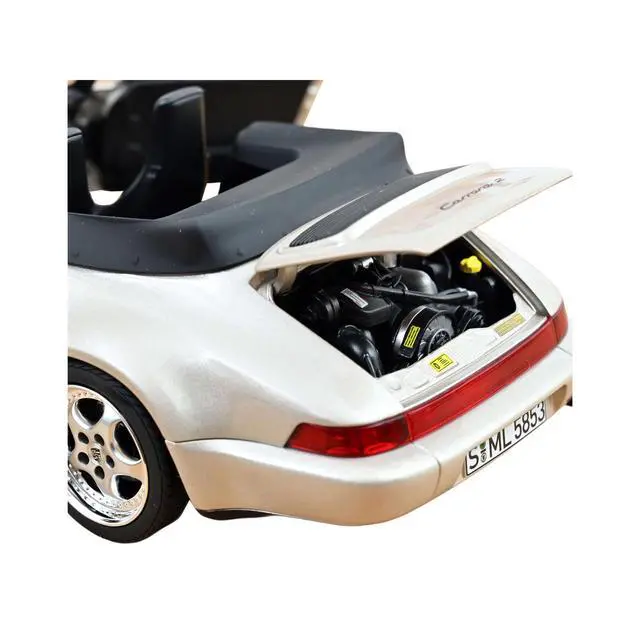Alt view image 4 of 6 - 1992 Porsche 911 Carrera 2 Turbo Look Cabriolet Zermatt Silver Metallic 1/18 Diecast Model Car by Norev