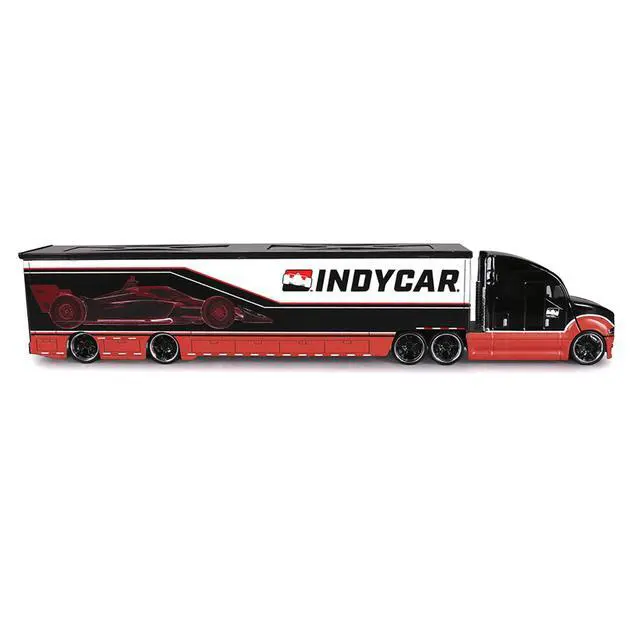 Alt view image 3 of 7 - IndyCar Hauler Black and Red with Graphics 1/64 Diecast Model Car by IXO Models