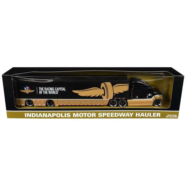 Alt view image 6 of 7 - Indianapolis Motor Speedway Hauler Black and Gold 1/64 Diecast Model Car by IXO Models