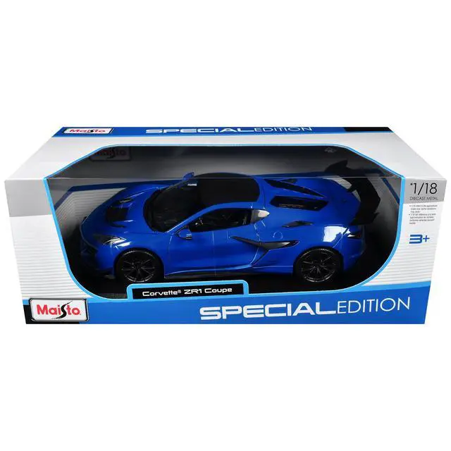 Alt view image 3 of 3 - Chevrolet Corvette ZR1 Coupe Blue with Carbon Top "Special Edition" Series 1/18 Diecast Model Car by Maisto
