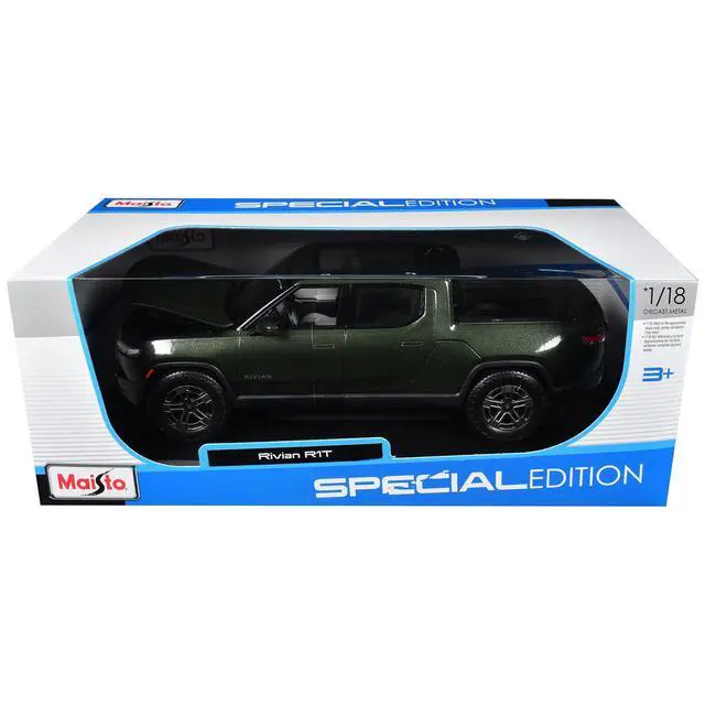 Alt view image 5 of 6 - Rivian R1T Pickup Truck Dark Green Metallic with Sunroof "Special Edition" Series 1/18 Diecast Model Car by Maisto