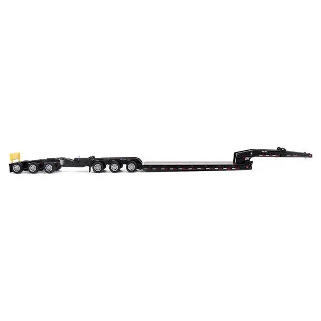 Alt view image 2 of 5 - Trail King TK170 Hydraulic Detachable Gooseneck Lowboy Trailer Black with Jeep and Booster 1/64 Diecast Model by Diecast Masters