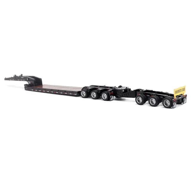 Alt view image 3 of 5 - Trail King TK170 Hydraulic Detachable Gooseneck Lowboy Trailer Black with Jeep and Booster 1/64 Diecast Model by Diecast Masters