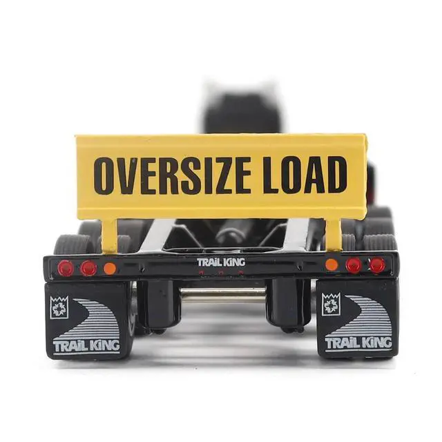 Alt view image 5 of 5 - Trail King TK170 Hydraulic Detachable Gooseneck Lowboy Trailer Black with Jeep and Booster 1/64 Diecast Model by Diecast Masters