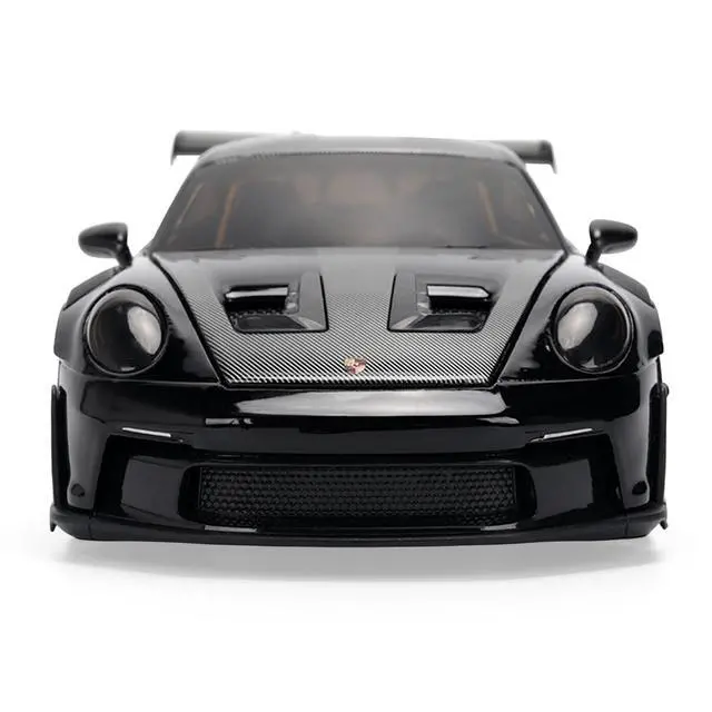 Alt view image 6 of 7 - Porsche 911 (992) GT3 RS Black with Carbon Top and Hood Stripes and Gold Wheels "Hyper-Spec" 1/24 Diecast Model Car by Jada