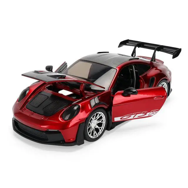 Alt view image 2 of 7 - Porsche 911 (992) GT3 RS Red Chrome with Carbon Top and Hood Stripes "Hyper-Spec" Series 1/24 Diecast Model Car by Jada