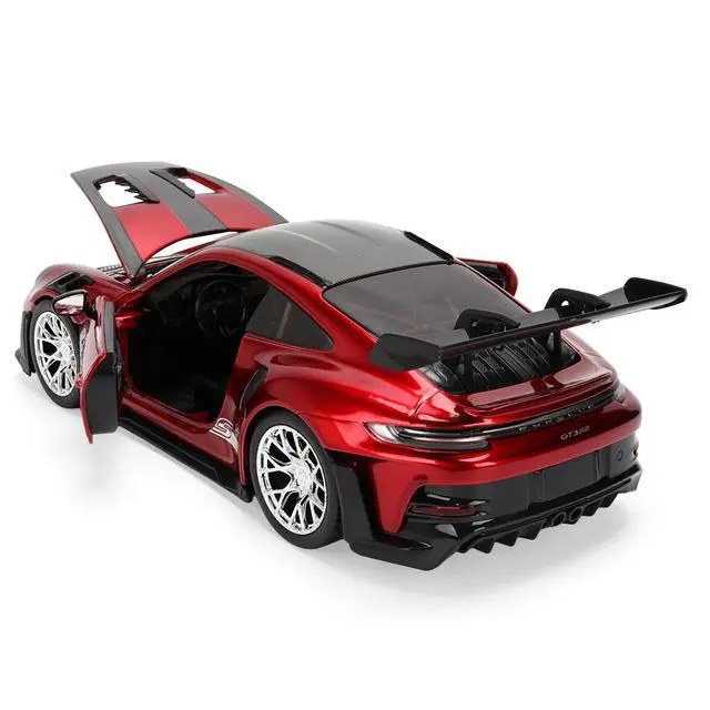 Alt view image 4 of 7 - Porsche 911 (992) GT3 RS Red Chrome with Carbon Top and Hood Stripes "Hyper-Spec" Series 1/24 Diecast Model Car by Jada