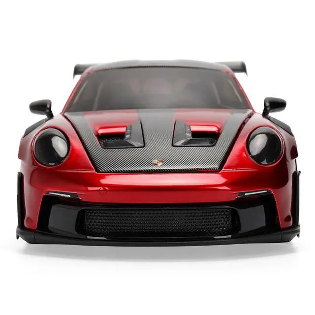 Alt view image 6 of 7 - Porsche 911 (992) GT3 RS Red Chrome with Carbon Top and Hood Stripes "Hyper-Spec" Series 1/24 Diecast Model Car by Jada