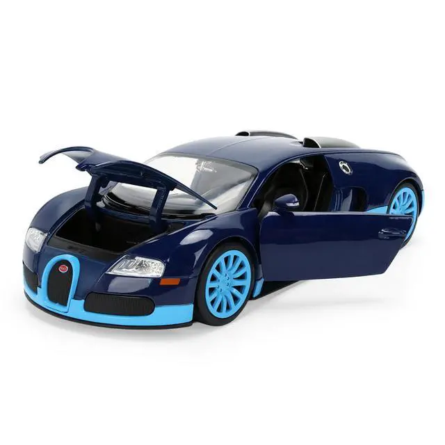 Alt view image 2 of 7 - 2011 Bugatti Veyron Dark Blue with Light Blue Accents "Hyper-Spec" Series 1/24 Diecast Model Car by Jada
