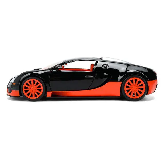 Alt view image 3 of 7 - 2011 Bugatti Veyron Black with Orange Accents and Orange Interior "Hyper-Spec" Series 1/24 Diecast Model Car by Jada