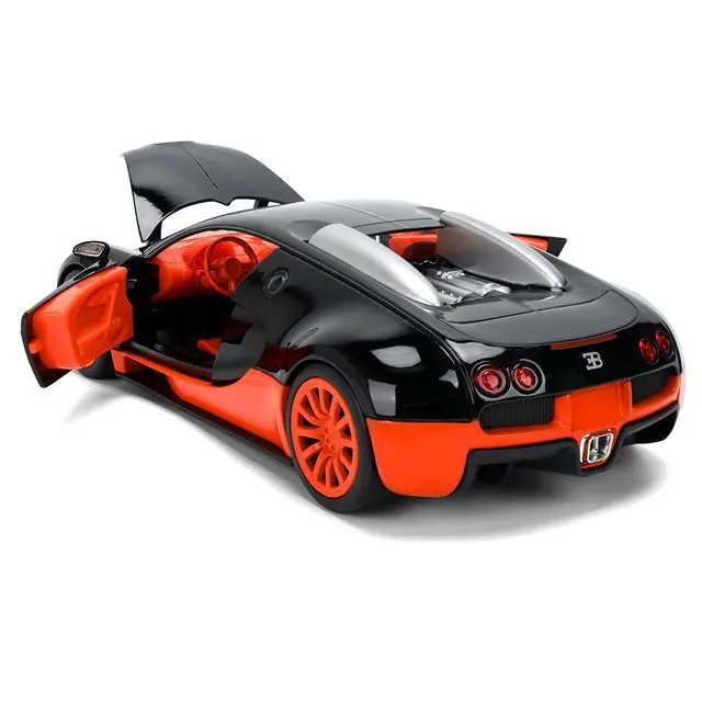 Alt view image 4 of 7 - 2011 Bugatti Veyron Black with Orange Accents and Orange Interior "Hyper-Spec" Series 1/24 Diecast Model Car by Jada