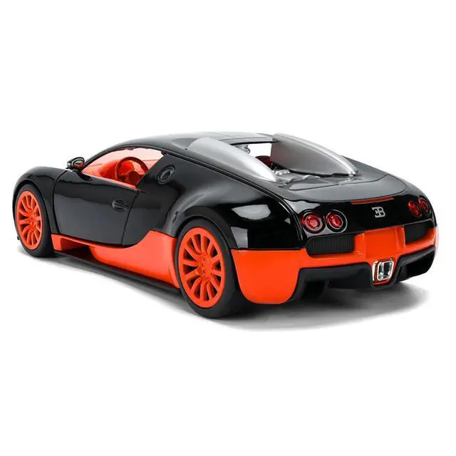 Alt view image 5 of 7 - 2011 Bugatti Veyron Black with Orange Accents and Orange Interior "Hyper-Spec" Series 1/24 Diecast Model Car by Jada