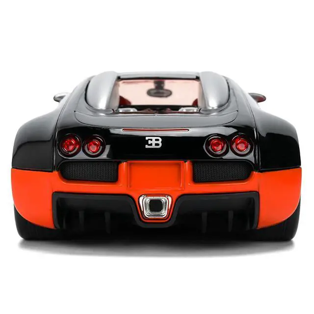 Alt view image 7 of 7 - 2011 Bugatti Veyron Black with Orange Accents and Orange Interior "Hyper-Spec" Series 1/24 Diecast Model Car by Jada