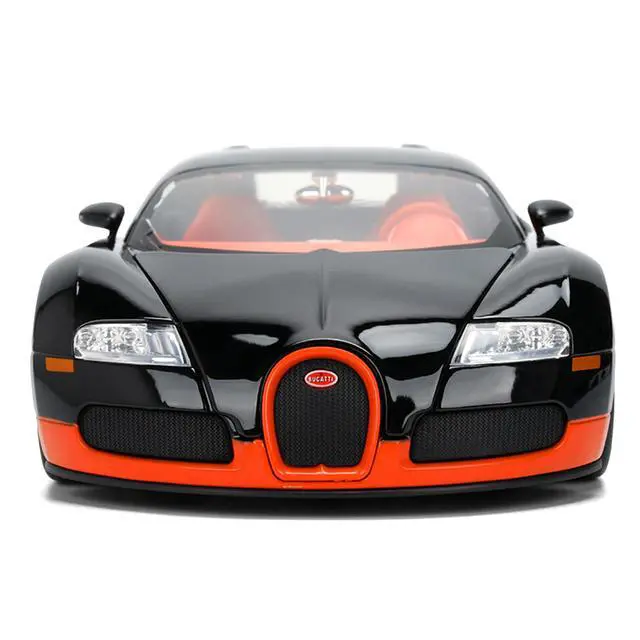 Alt view image 6 of 7 - 2011 Bugatti Veyron Black with Orange Accents and Orange Interior "Hyper-Spec" Series 1/24 Diecast Model Car by Jada