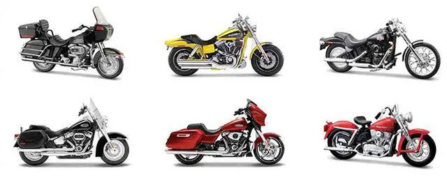 Main image of Harley-Davidson Motorcycles 6 piece Set Series 45 1/18 Diecast Motorcycle Models by Maisto