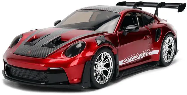 Main image of Porsche 911 (992) GT3 RS Red Chrome with Carbon Top and Hood Stripes "Hyper-Spec" Series 1/24 Diecast Model Car by Jada