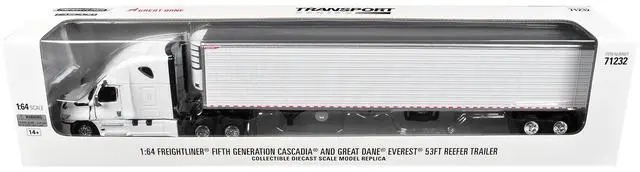 Alt view image 6 of 6 - 2025 Freightliner Cascadia Gen-5 Tractor w/Sleeper & Refrigerated Trailer Winter White 1/64 Diecast Model by Diecast Masters
