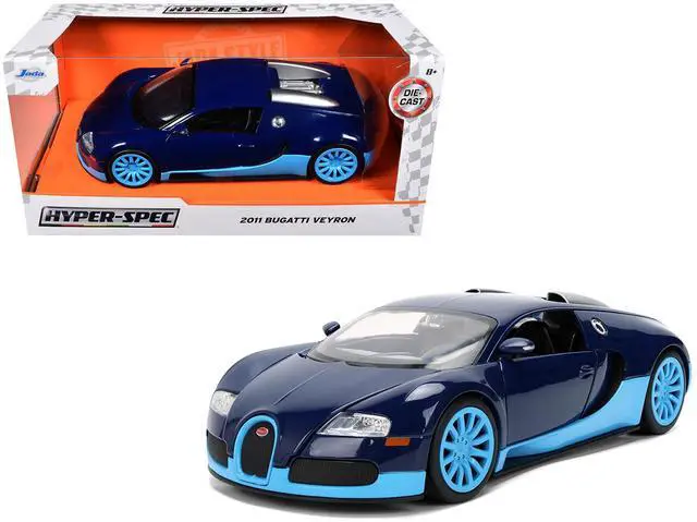 Main image of 2011 Bugatti Veyron Dark Blue with Light Blue Accents "Hyper-Spec" Series 1/24 Diecast Model Car by Jada