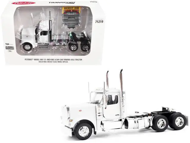 Main image of Peterbilt 589 Tandem-Axle Legendary Package Truck Tractor with 58" Sleeper White "Transport Series" 1/64 Diecast Model by Diecast Masters