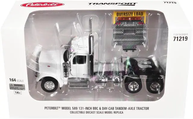 Alt view image 6 of 6 - Peterbilt 589 Tandem-Axle Legendary Package Truck Tractor with 58" Sleeper White "Transport Series" 1/64 Diecast Model by Diecast Masters