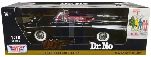 Main image of 1957 Chevrolet Bel Air Convertible Black James Bond 007 "Dr. No" (1962) Movie 1/18 Diecast Model Car by Motormax