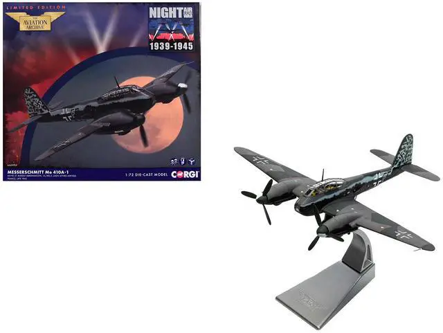 Main image of Messerschmitt Me 410A-1 Aircraft " Laon-Athies Airfield, France" (1943) German Luftwaffe 1/72 Diecast Model Car by Corgi