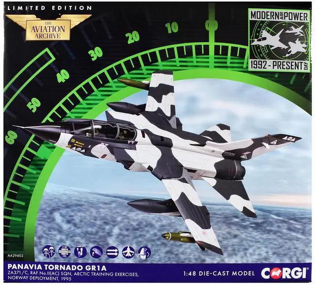 Alt view image 3 of 3 - Panavia Tornado GR1A Aircraft "Norway" (1995) British Royal Air Force "The Aviation Archive" 1/48 Diecast Model Car by Corgi