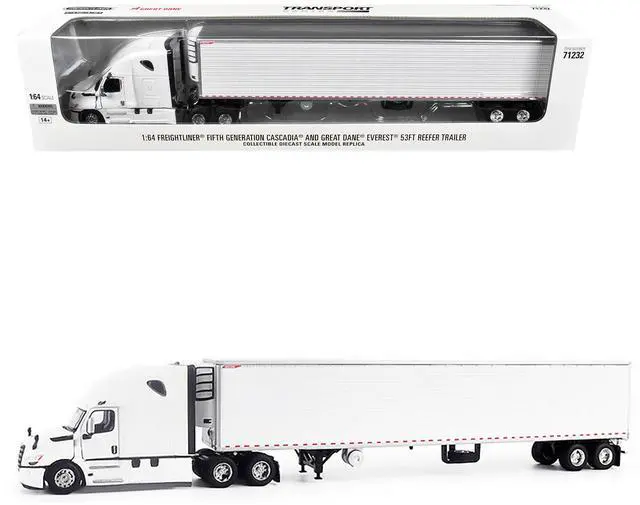 Main image of 2025 Freightliner Cascadia Gen-5 Tractor w/Sleeper & Refrigerated Trailer Winter White 1/64 Diecast Model by Diecast Masters