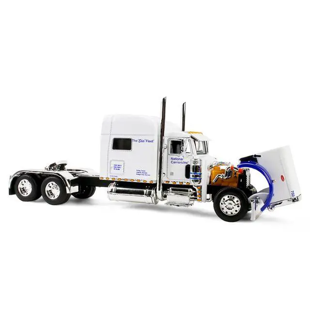Alt view image 2 of 6 - Peterbilt 379 with 70" Mid-Roof Sleeper and Wilson Silverstar Livestock Trailer White 1/64 Diecast Model by DCP/First Gear