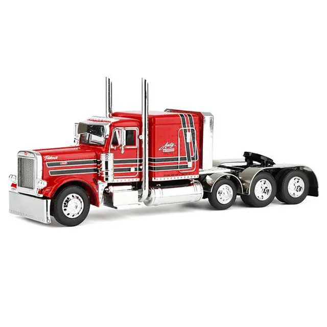 Alt view image 2 of 5 - Peterbilt 379 with 63" Flat Top Sleeper & Fontaine Magnitude Trailer w/Fliptail Red w/Black 1/64 Diecast Model by DCP/First Gear