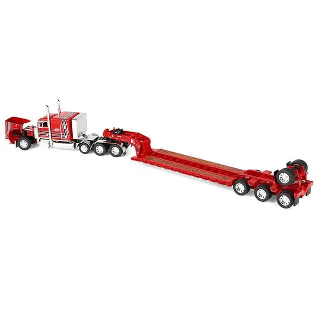 Alt view image 4 of 5 - Peterbilt 379 with 63" Flat Top Sleeper & Fontaine Magnitude Trailer w/Fliptail Red w/Black 1/64 Diecast Model by DCP/First Gear