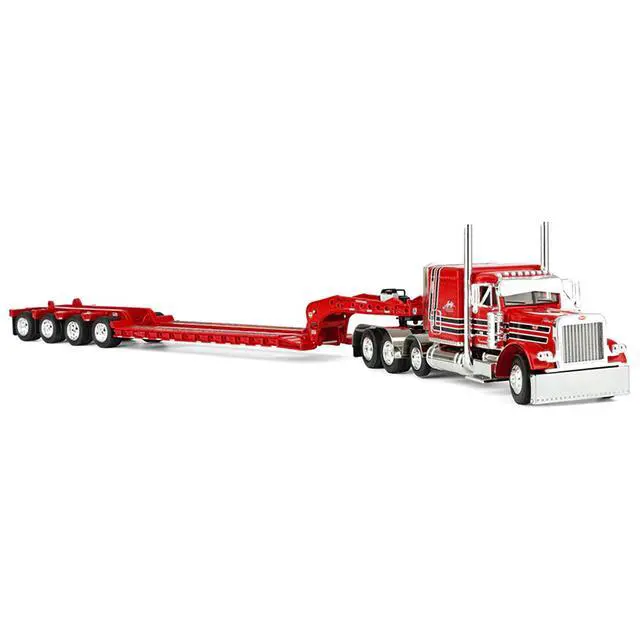 Alt view image 5 of 5 - Peterbilt 379 with 63" Flat Top Sleeper & Fontaine Magnitude Trailer w/Fliptail Red w/Black 1/64 Diecast Model by DCP/First Gear